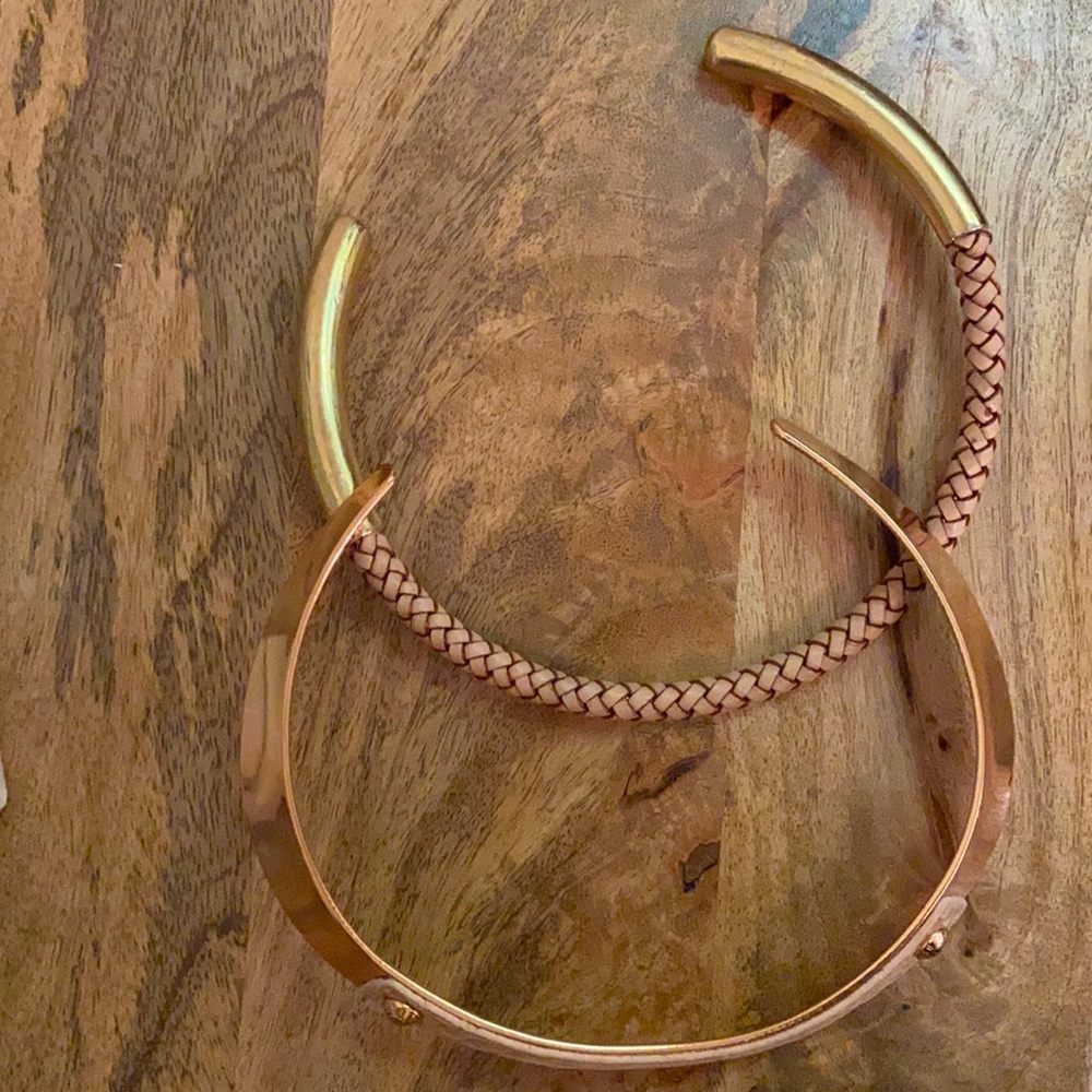 2 Gold and leather chokers